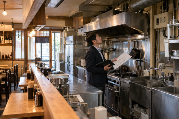 10～15坪の居抜き飲食店で排気ダクトと厨房設備を契約前に確認する開業予定者
